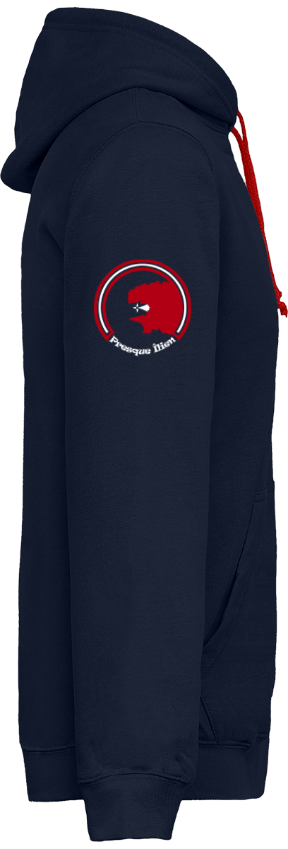 Sweat Zippé Bicolore Brodé "Morgat Beach" Rouge