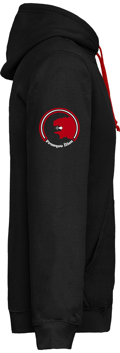 Sweat Zippé Bicolore Brodé "Morgat Beach" Rouge