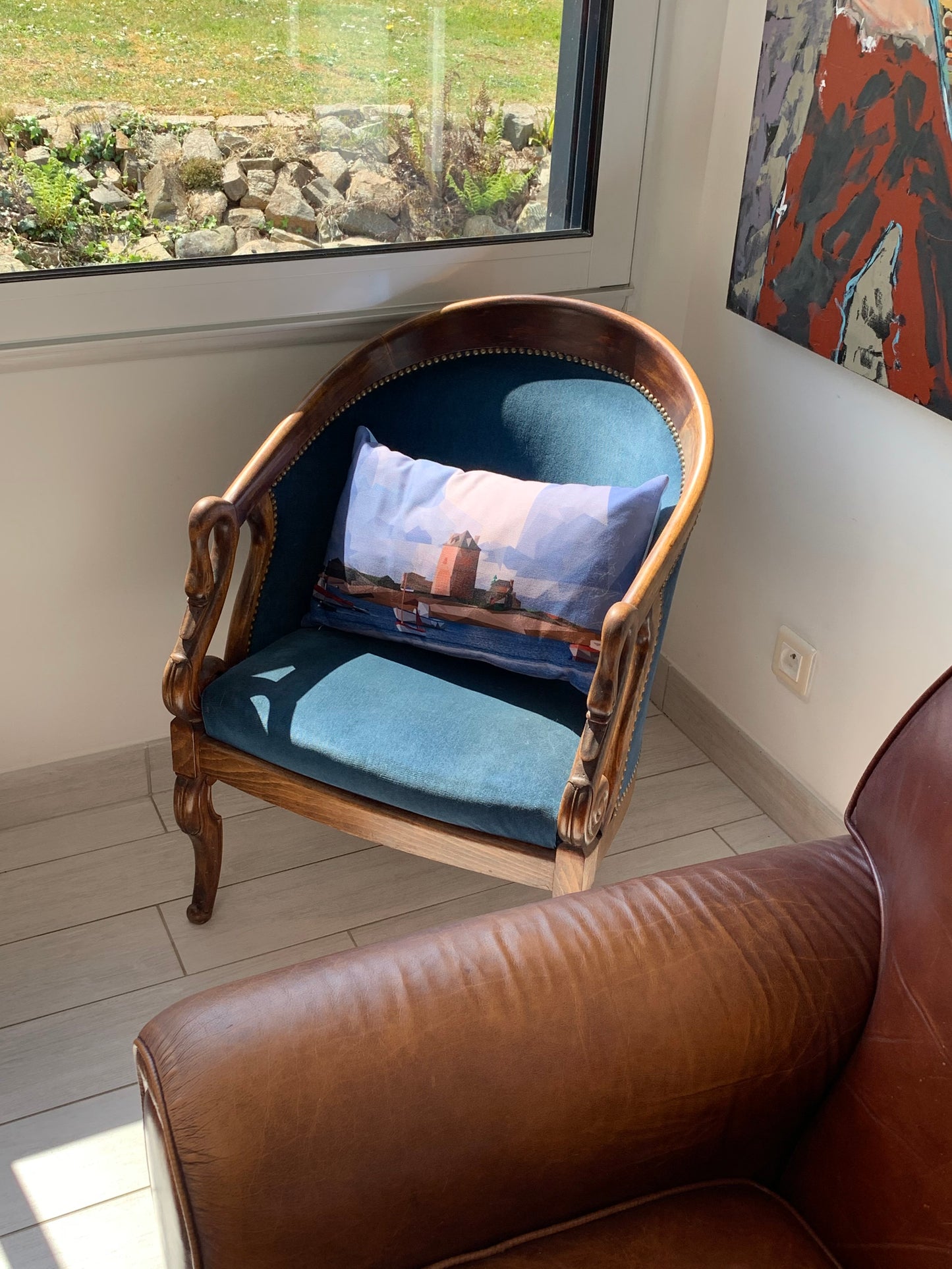 Coussin Rectangulaire Haut de Gamme Face A Rocher du Kador Face B tour Vauban