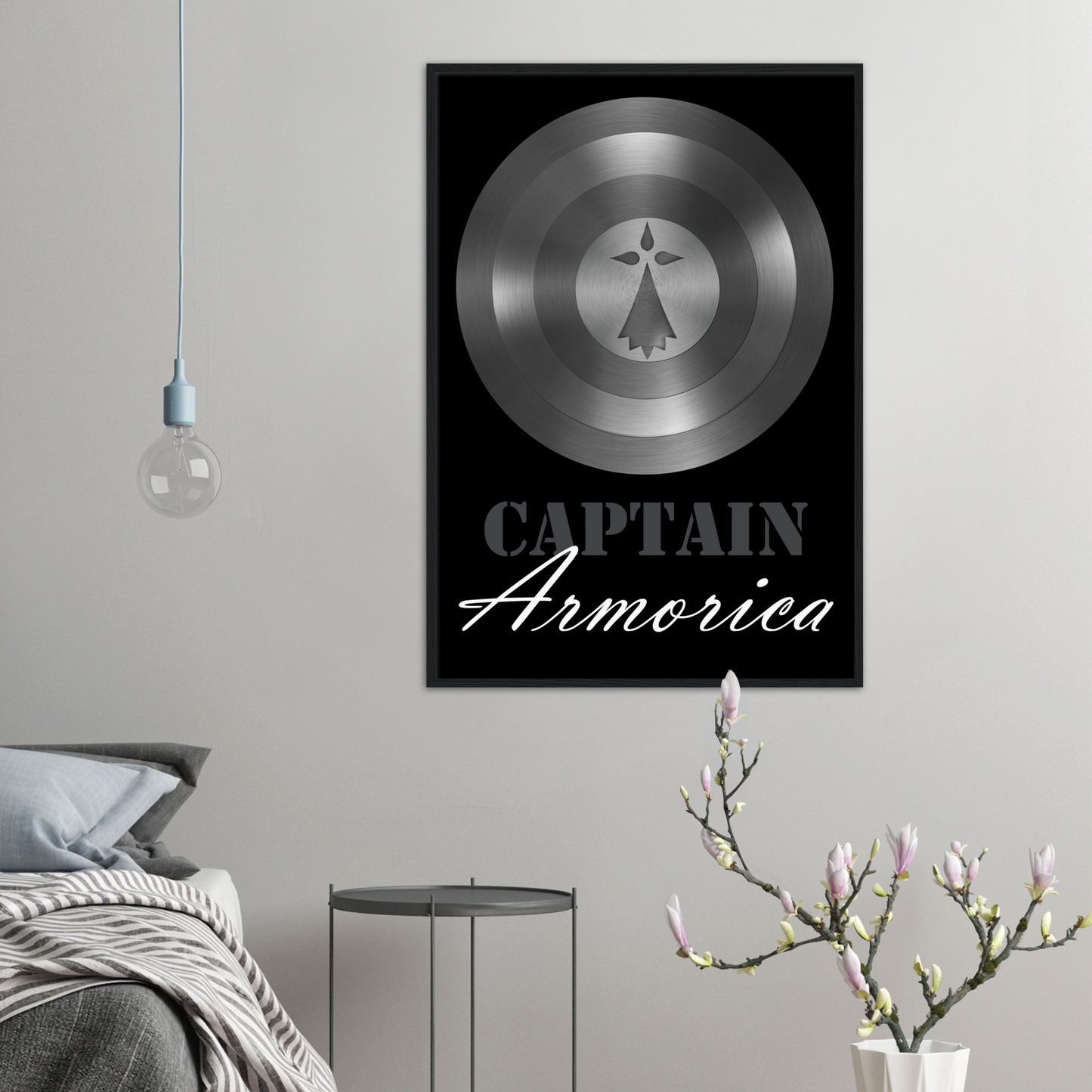 Poster Cadre Bois "Captain Armorica" Papier Semi-Brillant Premium
