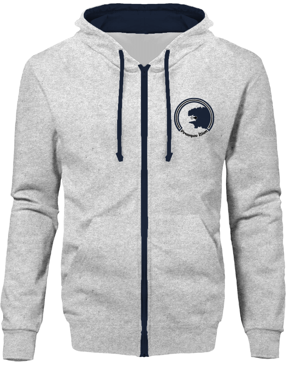 Sweat Zippé Bicolore Brodé "Presque Îlien"