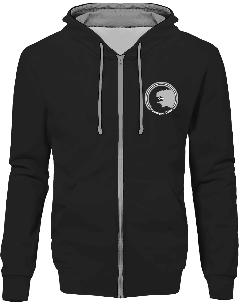 Sweat Zippé Bicolore Brodé "Presque Îlien"