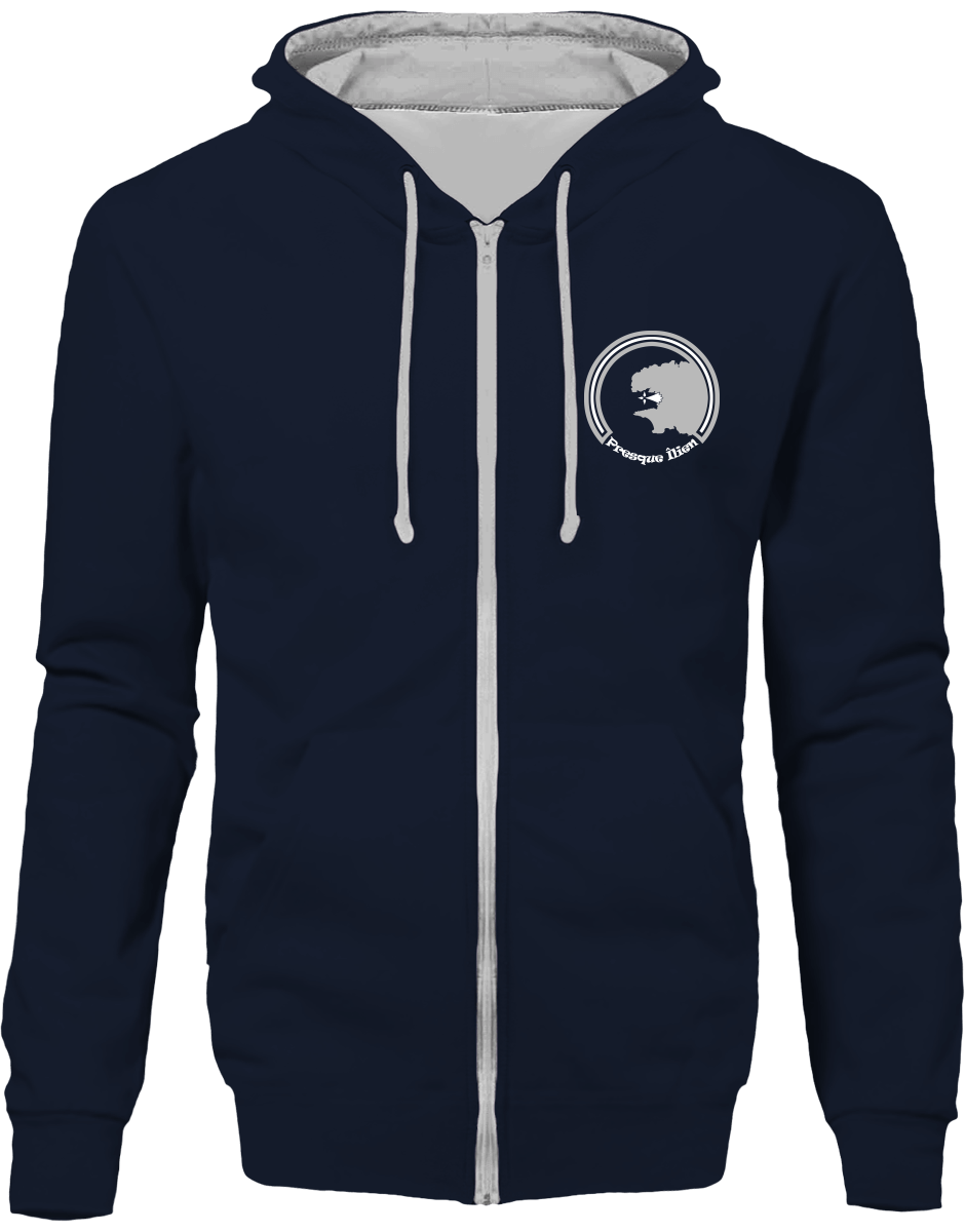 Sweat Zippé Bicolore Brodé "Presque Îlien"