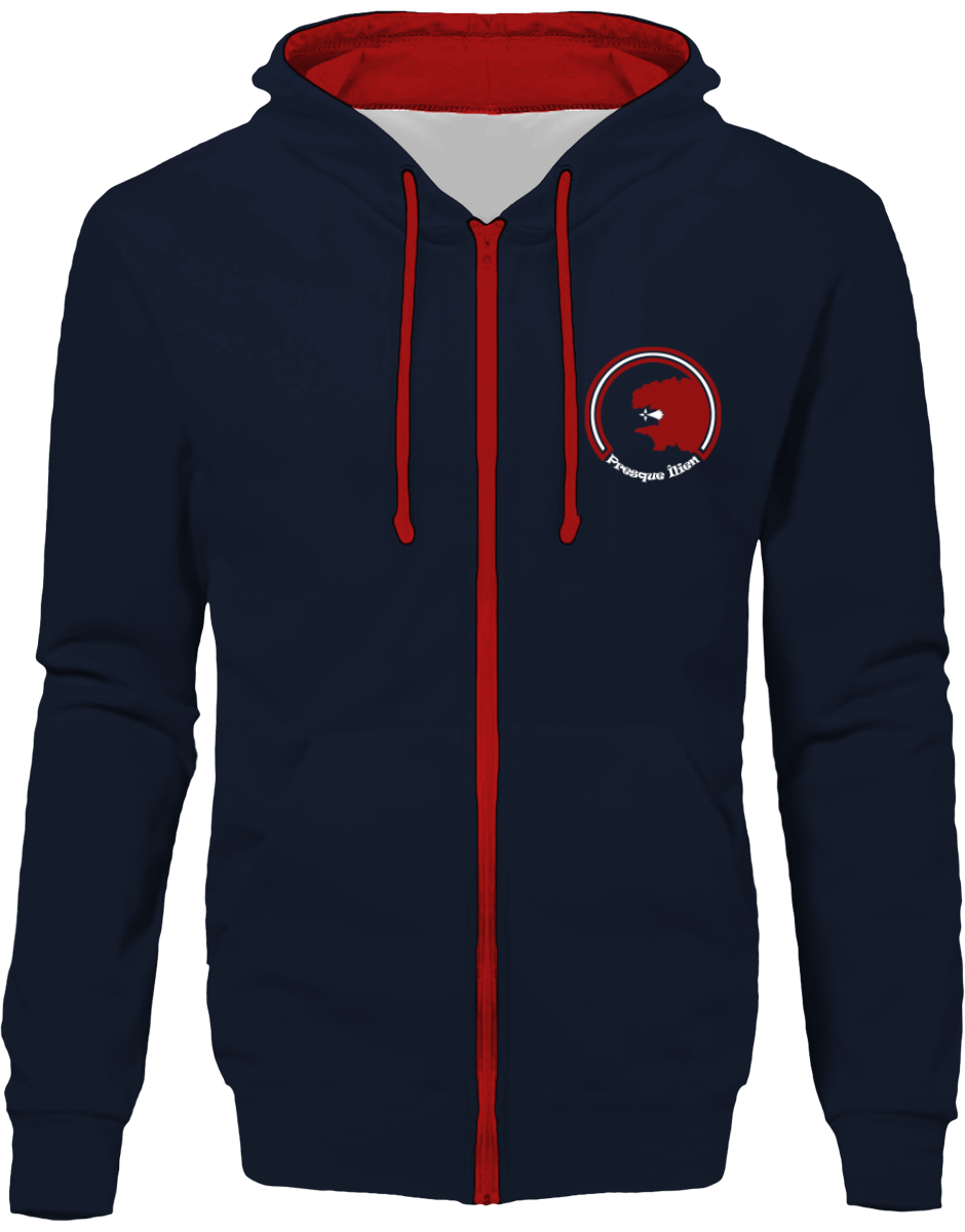 Sweat Zippé Bicolore Brodé "Presque Îlien"