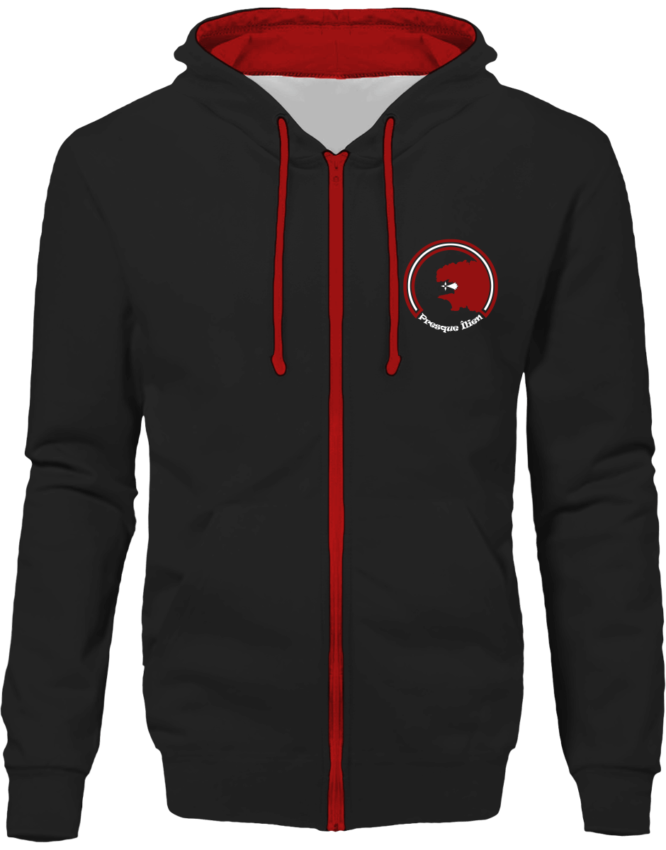 Sweat Zippé Bicolore Brodé "Presque Îlien"