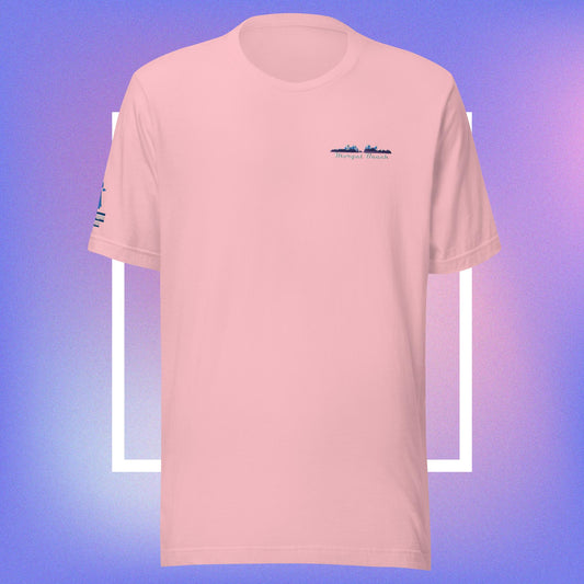 T-shirt Unisexe Brodé en Nuances de Bleu "Morgat Beach"