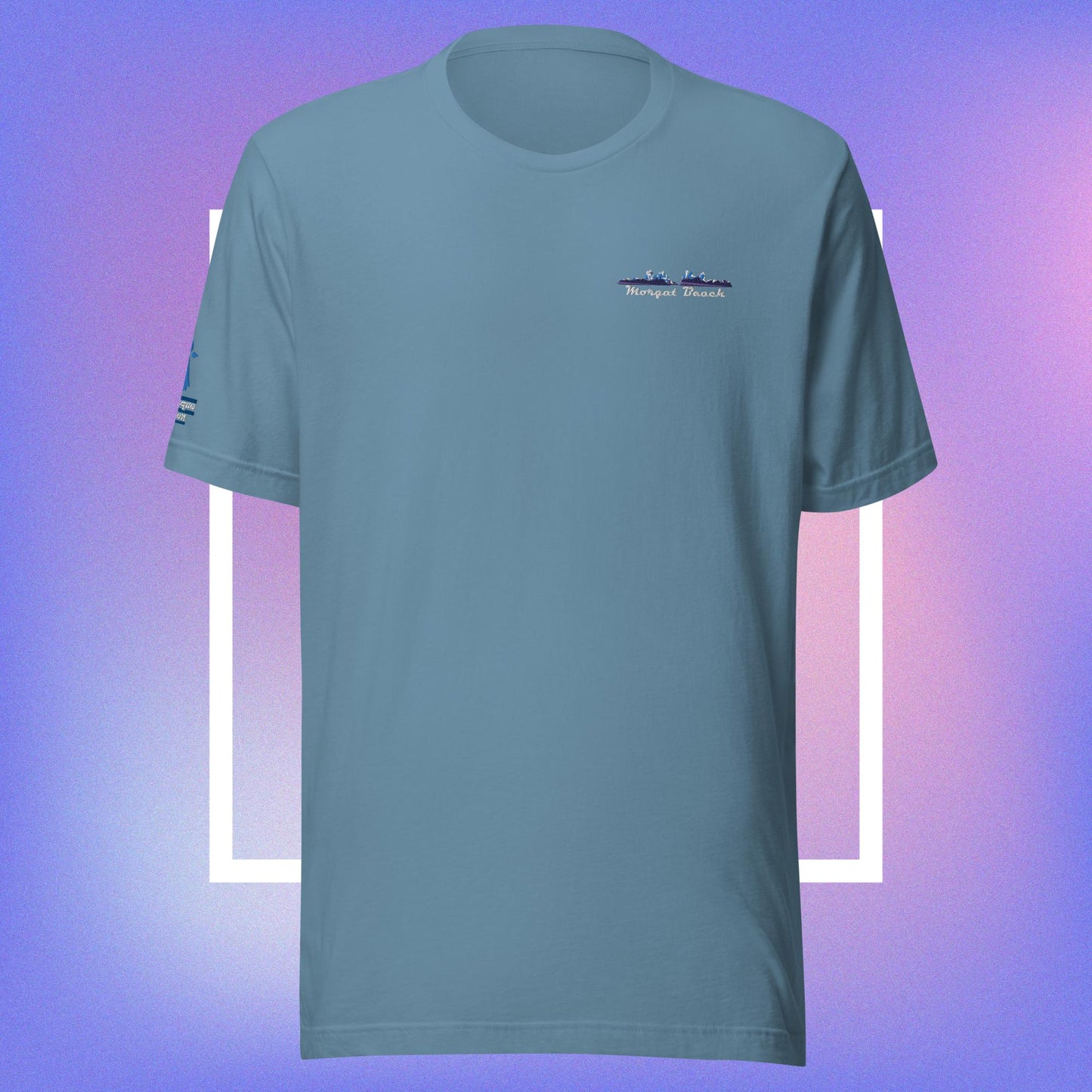 T-shirt Unisexe Brodé en Nuances de Bleu "Morgat Beach"